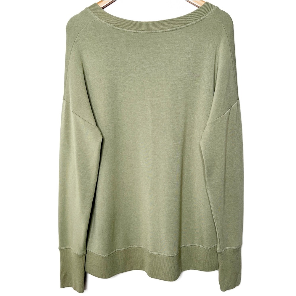 Athleta Coaster Luxe Sweatshirt Sage Green Relaxed Thumbhole Pullover Size L - Picture 4 of 8